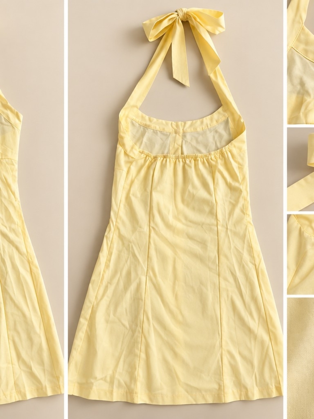 SHEIN Pale Yellow Halter Tie Chemise
